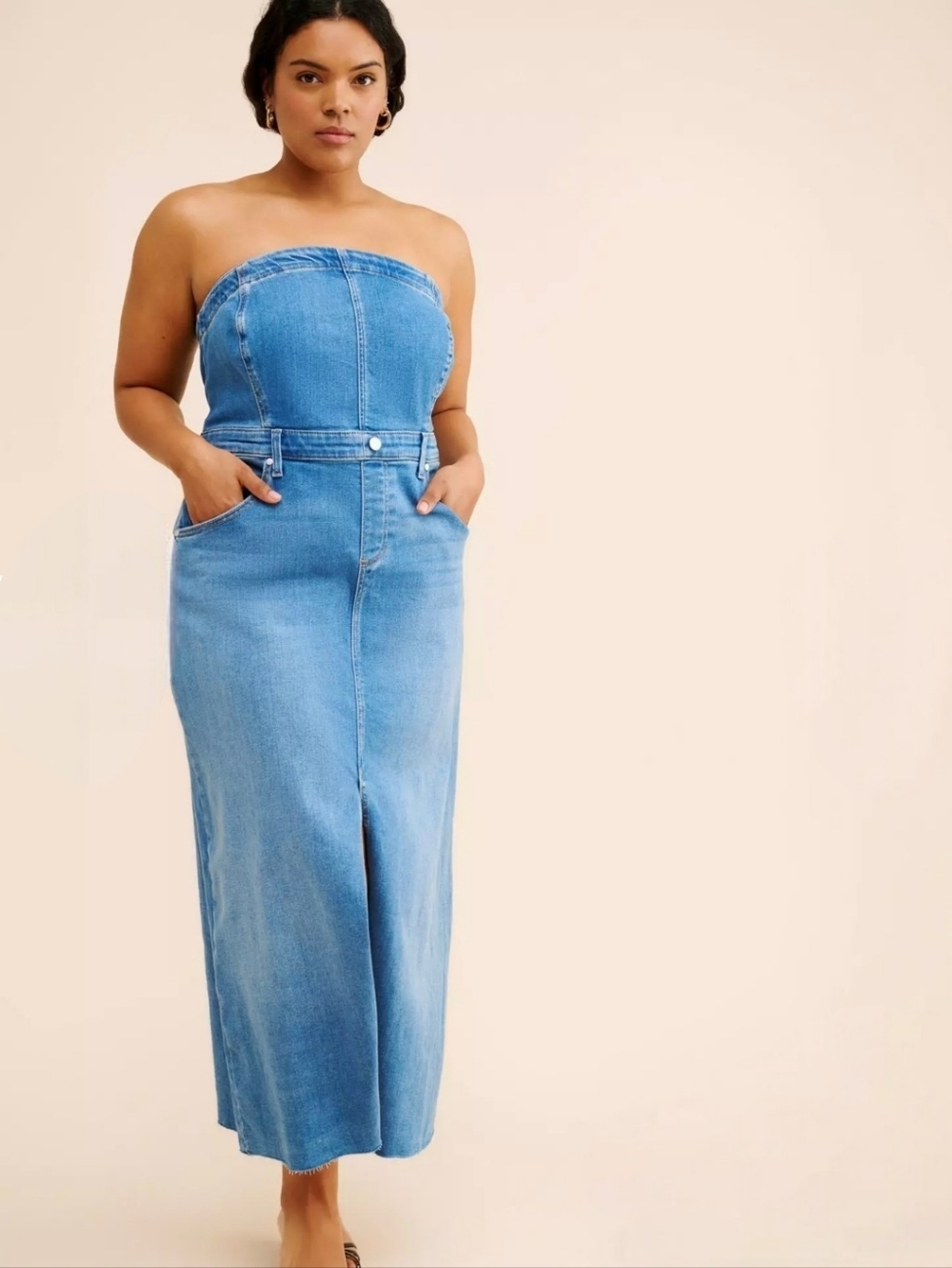 Anthtopologie Pilcro The Madi Front-Slit Denim Dress  Sz 1X